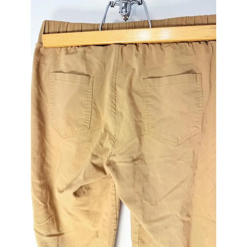 Pretty Angle Girls Tan White Embroidered Floral Elastic Waist Legging Pants L - Picture 3 of 10